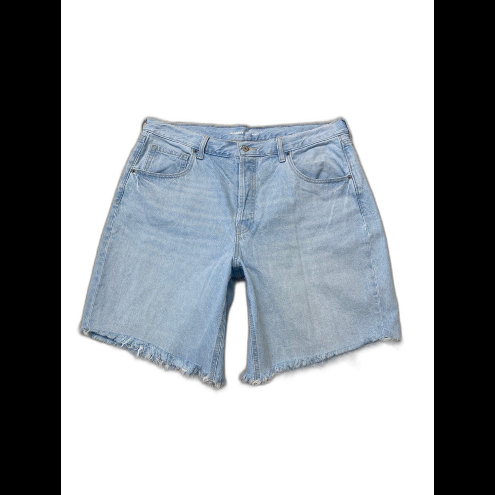 Old Navy Liz Midrise Baggy Raw Hem 9 Inch Denim Shorts Light Wash 14